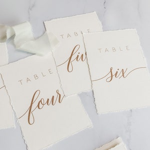 Wedding Table Numbers PRINTED -  Deckle Edging Style 211