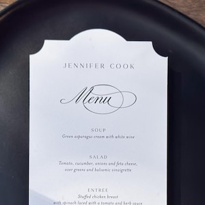 Classic Elegant Wedding Menus with Names: Formal Table Setting, Style 292