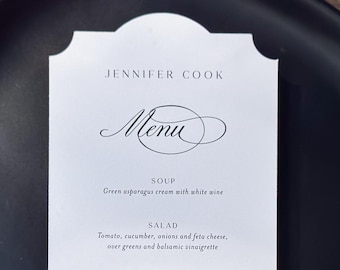 Classic Elegant Wedding Menus with Names: Formal Table Setting, Style 292