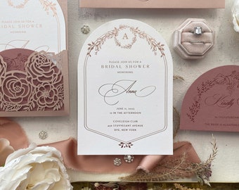 Arch Bridal Shower Invitations |  Dusty Rose Shower Invites - Style 14