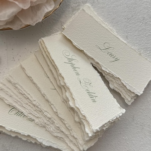 Deckle Edge Wedding Place Cards: Modern Printed Name Tags - Style 220