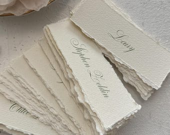 Deckle Edge Wedding Place Cards: Modern Printed Name Tags - Style 220