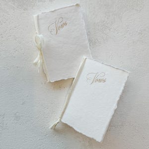 White Vow Books, Handmade Paper Vow Books, Wedding, Letterpress Vow Booklets | Set of 2 - Style 220