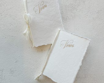 Letterpress Wedding Vow Books: Handmade Paper with Gold Foil (Set of 2) - Style 220