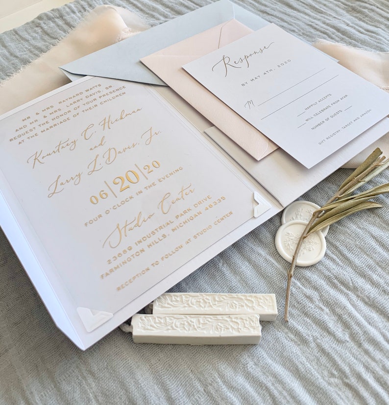 Clear Wedding Invitations With Pocket Folder Clear Etsy