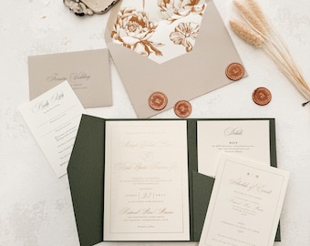 Green Wedding Invitations | Invitation Card | Elegant Invitations   - Style 220