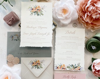 Deckled Edge Invitations | Deckled Edge Cards | Wedding Invites Style 152