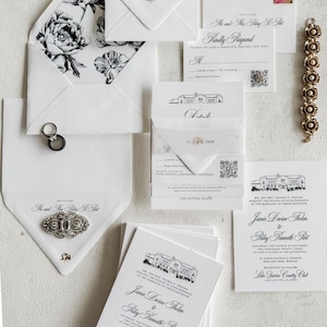 White Letterpress Wedding Invitations - Style 110