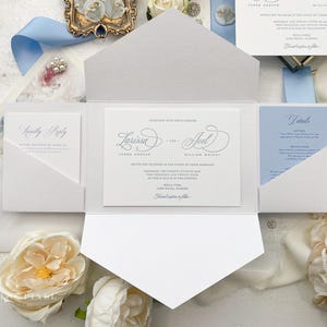 Blue Letterpress Wedding Invitations | Personalized Invites | Letterpress Invite |  Style 284