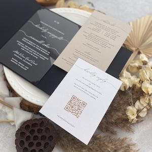 Black and Champagne Acrylic Wedding Invitations | Invitation Card Invites - Style 267 Option 3