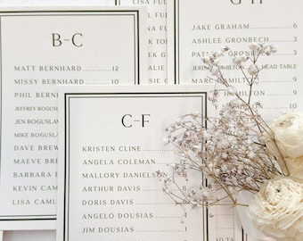 Wedding Seating Chart - Printed Bespoke Cards for Elegant Reception Decor Style 292