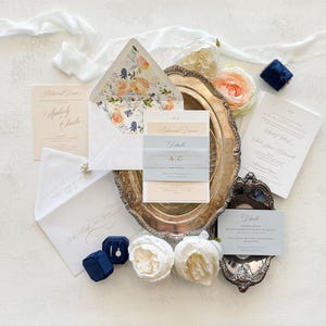 Garden Wedding Invitations, Letterpress, Elegant Spring Style (Sample Set) Style 402