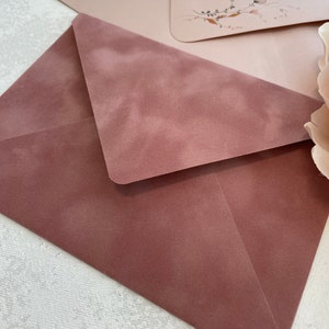 Dusty Rose Velvet Envelopes -  Velvet Envelope - A7 7.25x5.25 | Other colors available