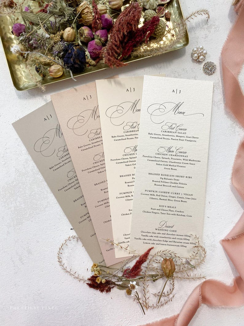 Elegant Wedding Menus | Table Menu Cards | Style 312 image 4