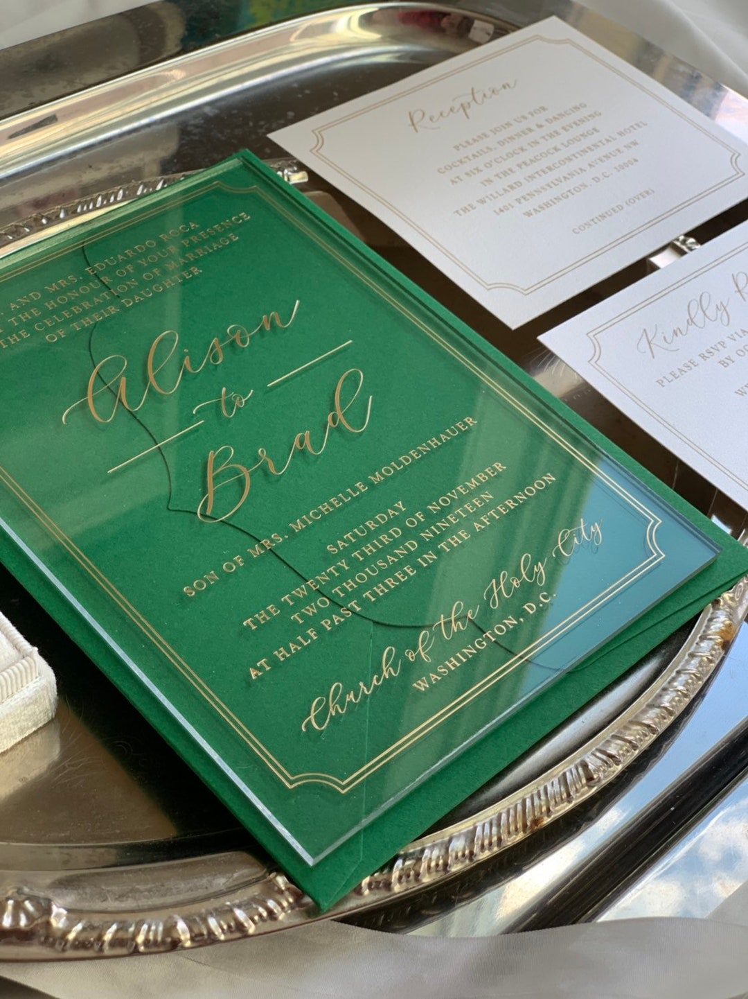 Gold Foil Acrylic Wedding Invitation Clear Invitations Etsy