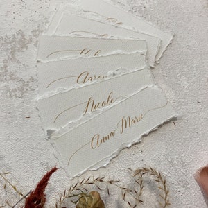 Printed Name Tags | Printed Name Cards | Menu Name Tags | Modern Deckle Edge Place Cards | Wedding Place Cards |  Style 211