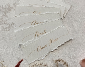 Printed Name Tags | Printed Name Cards | Menu Name Tags | Modern Deckle Edge Place Cards | Wedding Place Cards |  Style 211