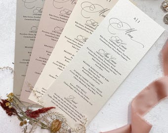 Elegant Wedding Menus | Table Menu Cards | Style 312