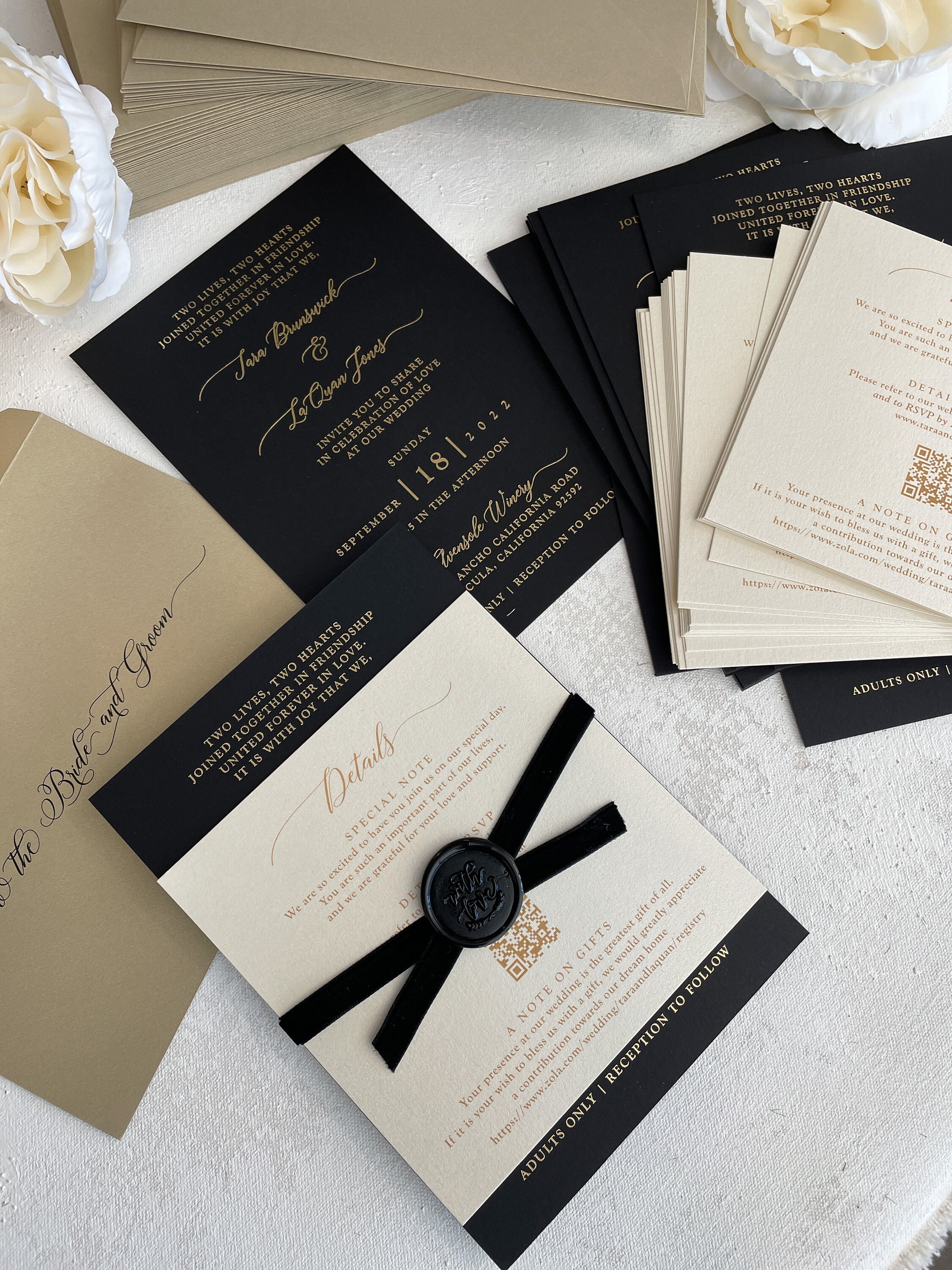 Black and Gold Wedding Invitation Fall Wedding Invites -  Hong Kong