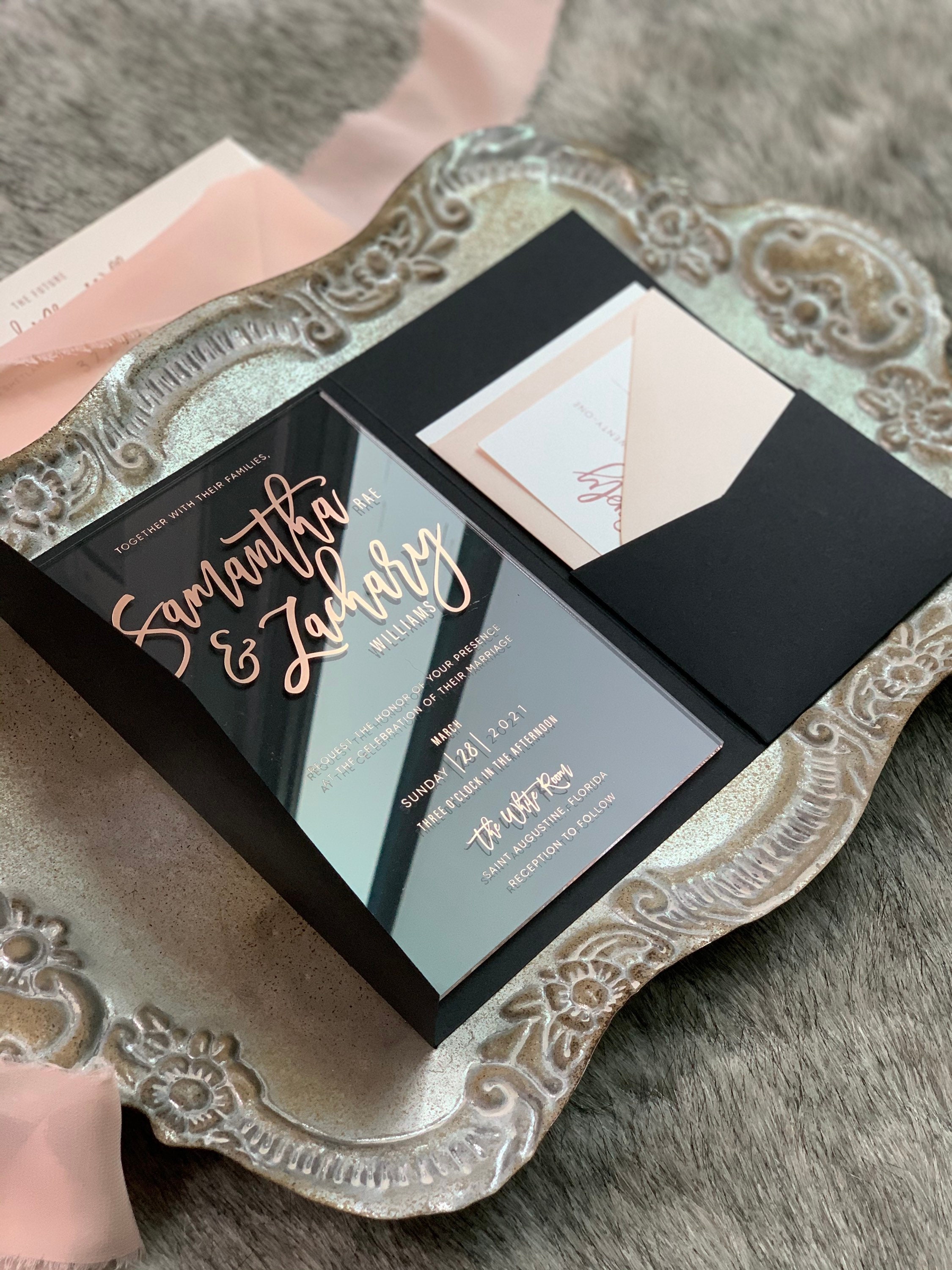 Rose Gold Wedding Invitation Black and Rose Gold Style 37 -  Portugal