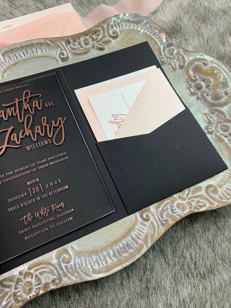 Rose Gold Wedding Invitations Black and Rose Gold Style 37 - Etsy