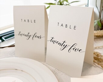 Tented Table Numbers: Ivory Wedding Decor (4x6, Customizable) Style 27
