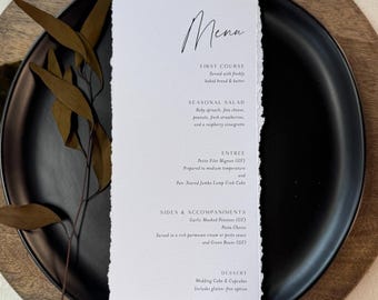 Deckle Edge Wedding Menu | Elegant Reception Table Decor - Style 283