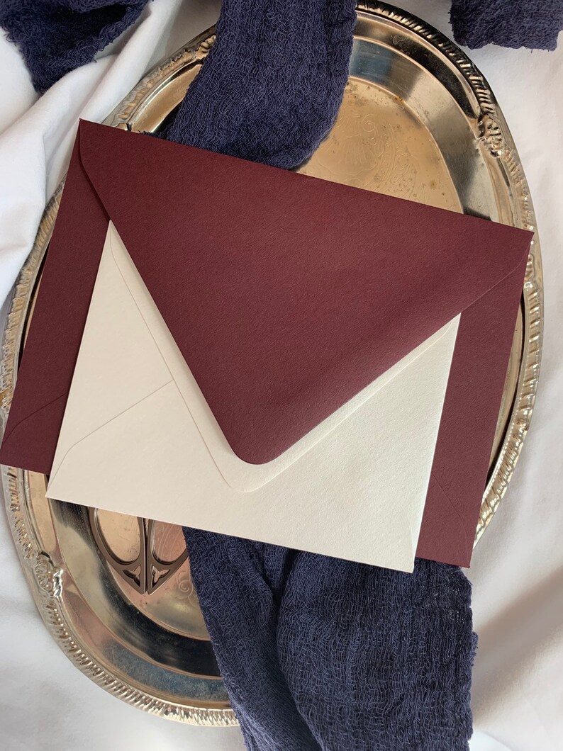Matte Burgundy Envelopes Shimmer Ivory Envelopes