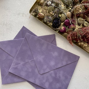 Velvet Envelopes - Lavender Velvet Envelope - A7 7.25x5.25 | Other colors available
