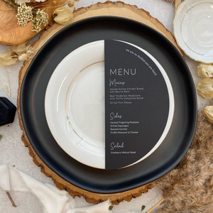 Black Half Circle Menus - Half Moon - 7.5 inches tall Style 298