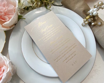 Champagne Wedding Menus with foil  | Any color Style 45