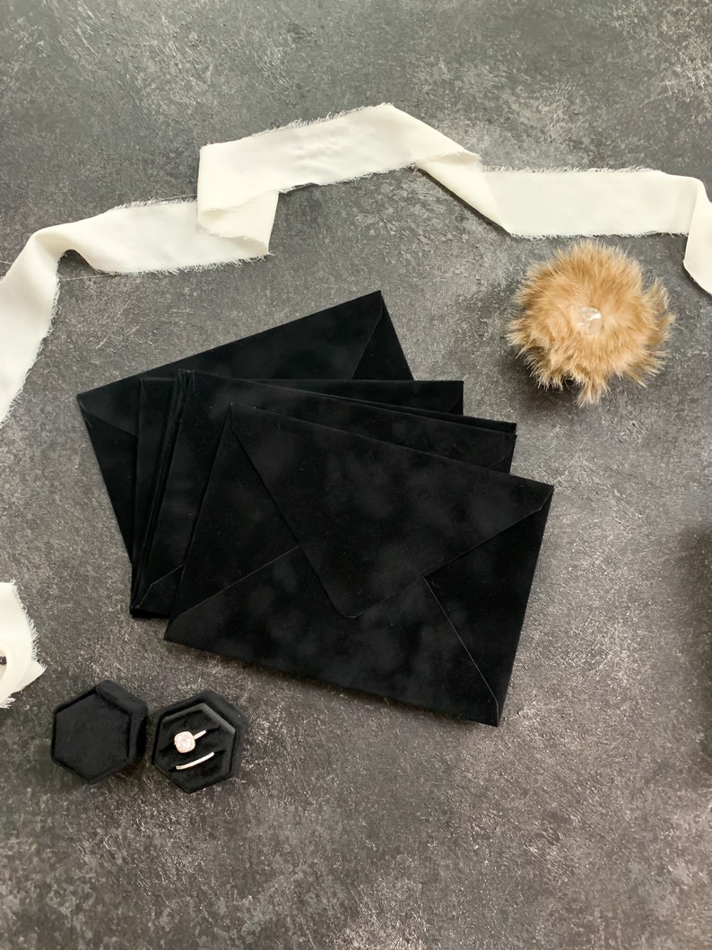 Velvet Envelopes Black Velvet Envelope A7 7.25x5.25 Etsy