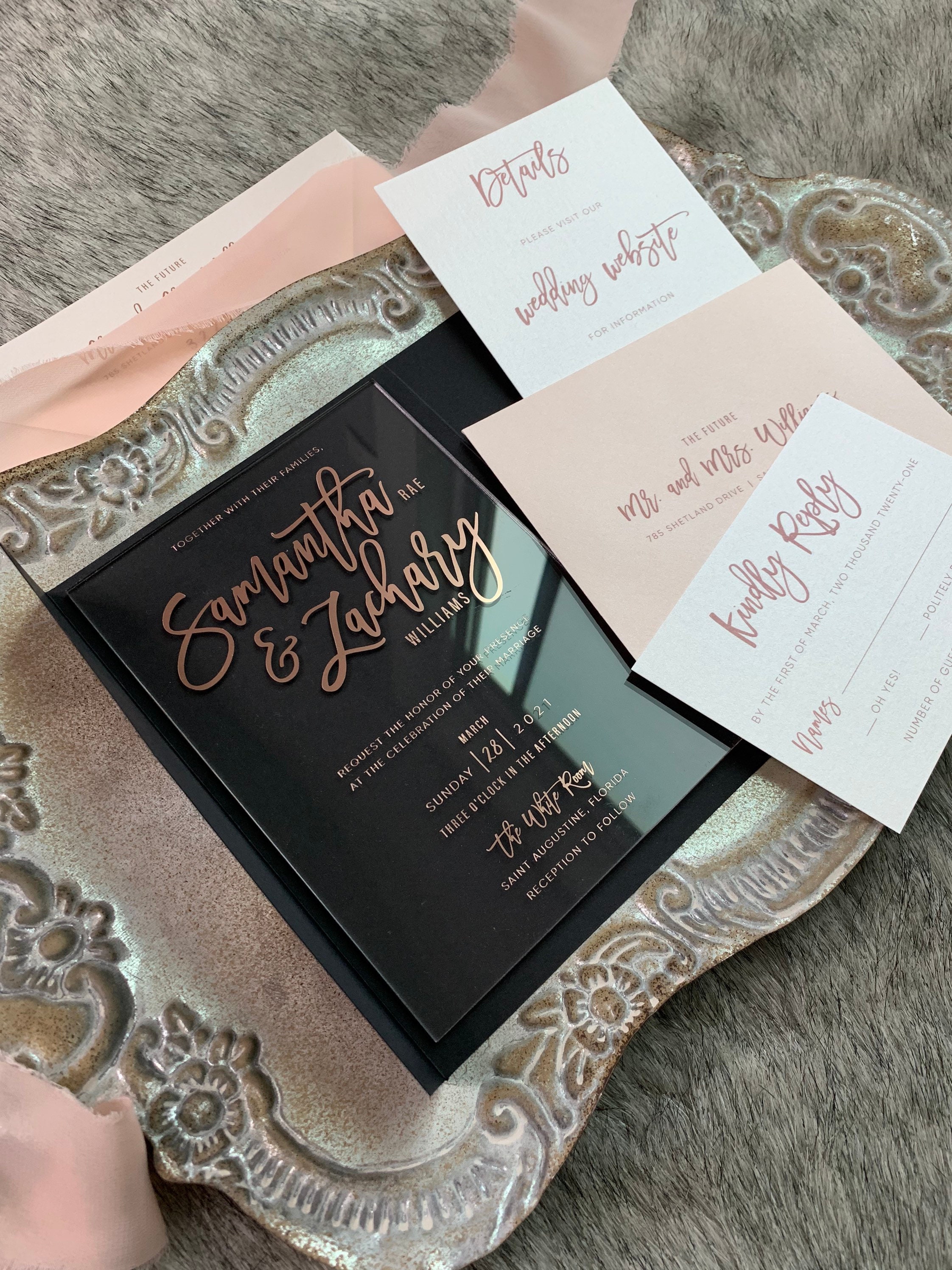 Rose Gold Wedding Invitation Black and Rose Gold Style 37 -  Portugal