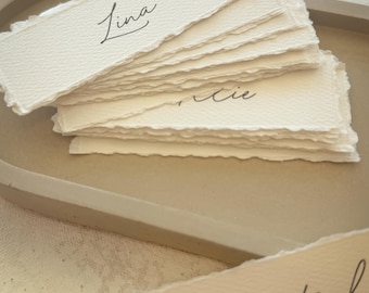 Modern Deckle Edge Place Cards: Ivory Name Tags Style 241