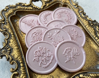 Pearl Pink Adhesive Wax Seals  |  Set of 10  |  Wax Seals Stickers  - Wax Seals for Envelopes or Wedding Invitations