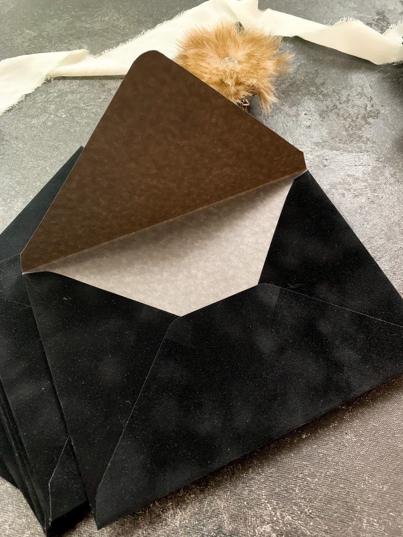 Velvet Envelopes Black Velvet Envelope A7 7.25x5.25 Etsy
