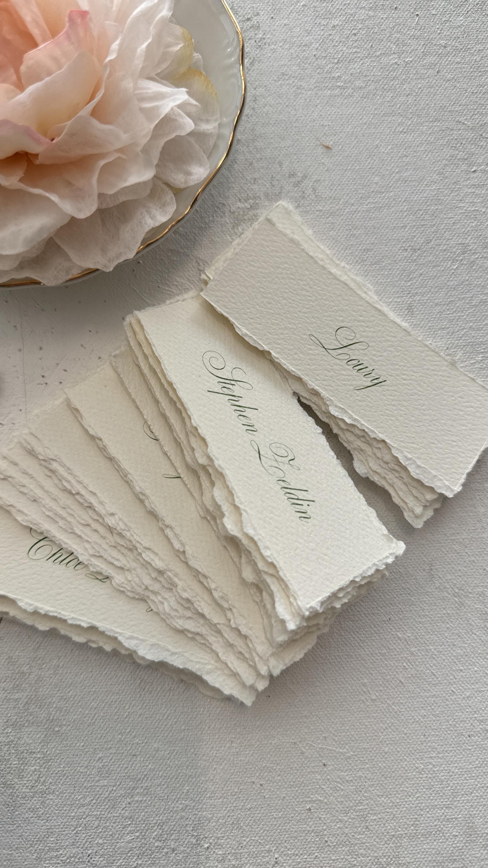 Printed Name Tags | Printed Name Cards | Menu Name Tags | Modern Deckle Edge Place Cards | Wedding Place Cards |  Style 220