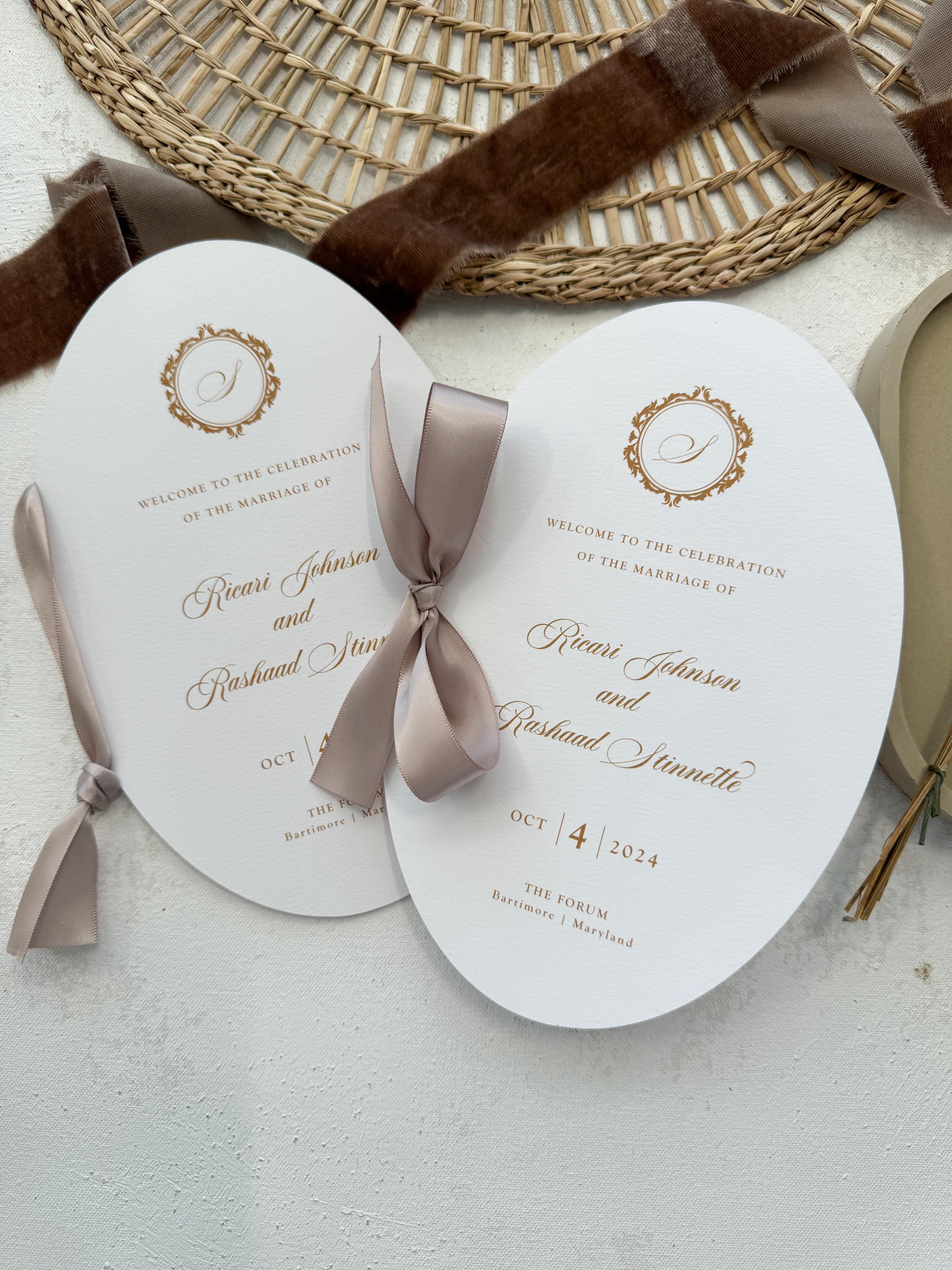 Wedding Program Ribbon Oval Champagne Wedding Programs With Ribbon: Elegant Ceremony ...