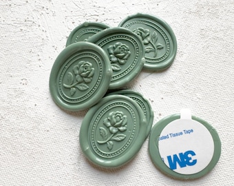 Muted Green Rose Wax Seals: Wedding Invitation Envelopes