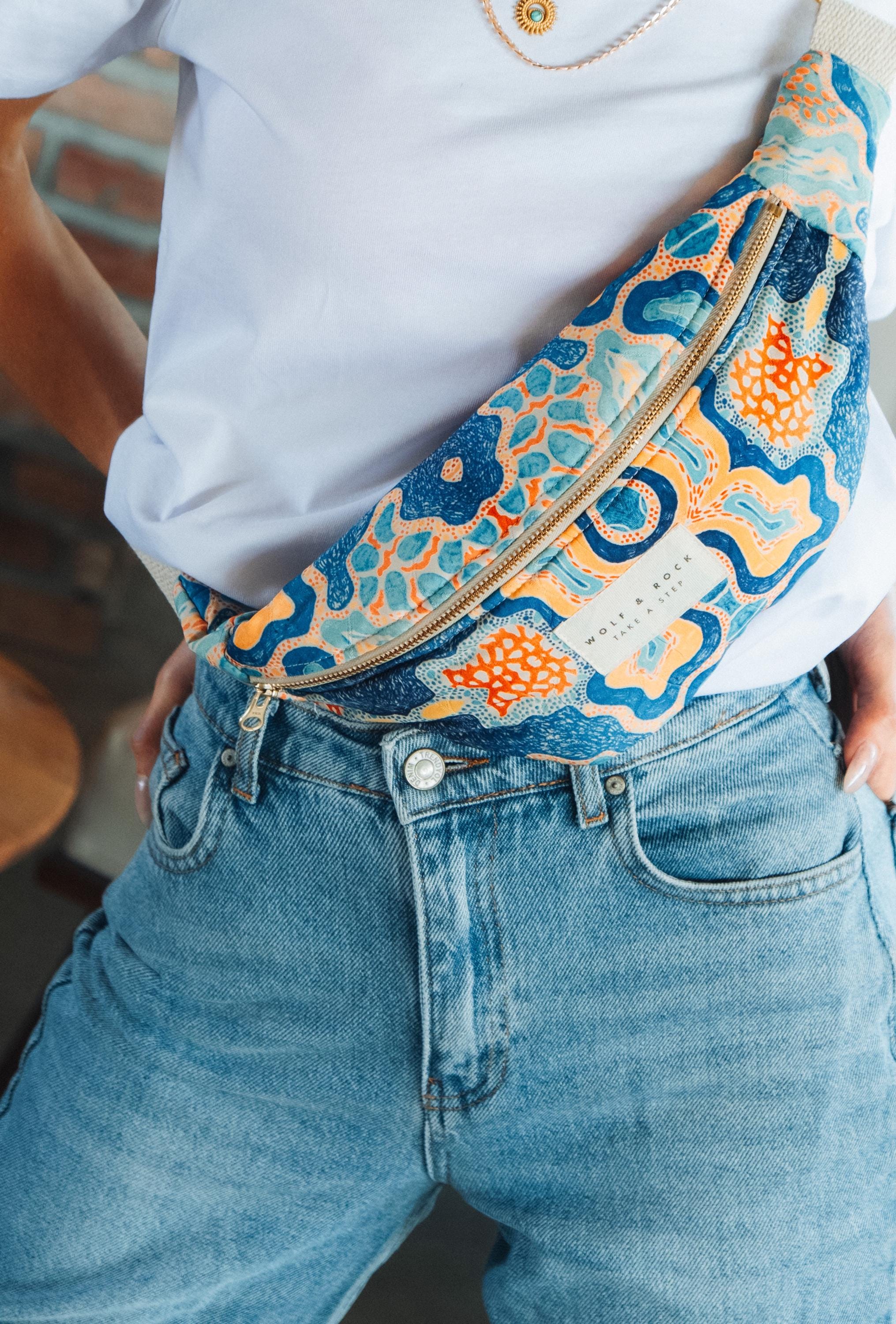 Colorful Fanny Pack, Bum Bag, Festival Waist Bag, Colorful Holster Bag, Handmade Canvas Hip Bag, Gift For Her