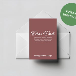 Cher papa | Carte de fête des pères | Sens de la mode intemporelle | Ensemble | Carte drôle | Carte pliée | carte pour papa | Carte numérique | Carte imprimable |