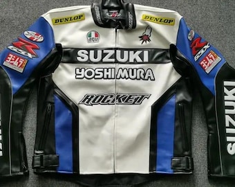 Suzuki Gsxr Rocket  MOTOGP Racing Motorbike Leather Jacket - genuine Cowhide Leather & Certified Level 2 Protections - Free Shipping