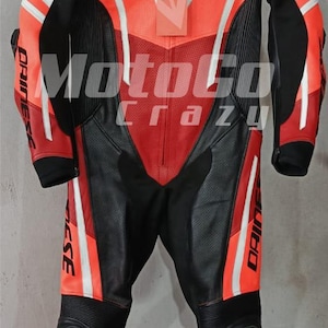 Dainese Motorbike Racing Leather Suit- CE Approved Motorbike Riding Suit With Protective Armours