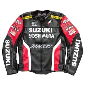 Suzuki Gsxr Rocket  MOTOGP Racing Motorbike Leather Jacket - genuine Cowhide Leather & Certified Level 2 Protections - Free Shipping