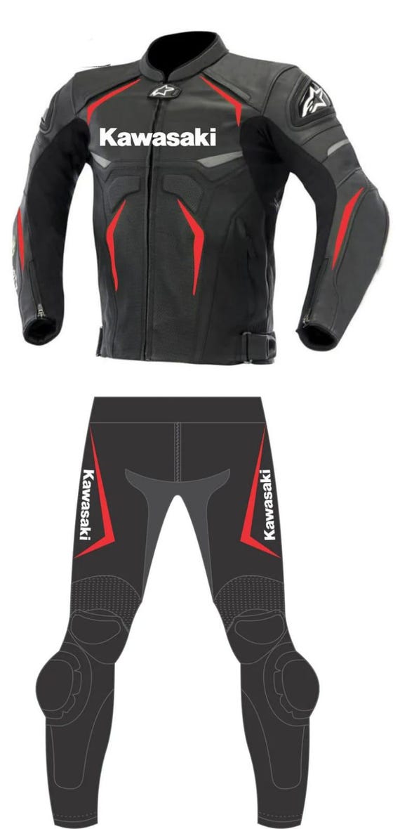 Traje de cuero para carreras de motos Kawasaki MOTOGP: traje de