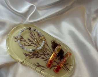 Real Pressed Flower Resin Tray | Handmade Botanical Vanity Tray | Floral Home Decor | Gift for Her | Cottagecore Decor