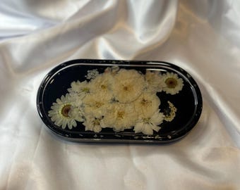 Real Pressed Flower Resin Tray | Handmade Botanical Vanity Tray | Floral Home Decor | Gift for Her | Cottagecore Decor