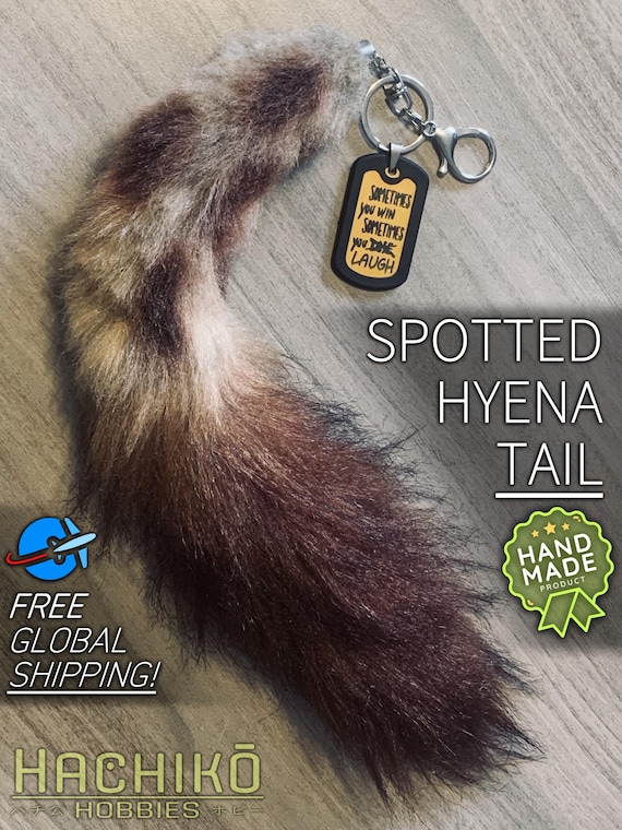 Spotted Hyena Tail Keychain - Realistic Animal Faux Fur