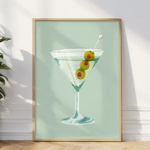 Espresso Martini Wall Art, Retro Cocktail Print, Dirty Martini Art, Printable Martini Cheers Poster, Alcoholic Glass Decor, Drink With Olive