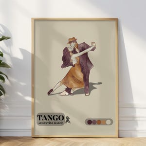 Minimalist Tango Dance Poster, Elegant Housewarming Gift Idea, Latin Dress Argentine Culture Poster, Tango Dance Art Print, Spanish Gift Art